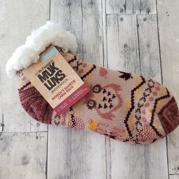 NWT - Muk Luks Women's Owl Shortie Cabin Sock - Size S/M (5-7) - Picture 1 of 4